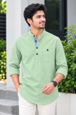 প্রিমিয়াম ও স্টাইলিশ Oxford Cotton সূতি কাপড় কাতুয়া Light Green