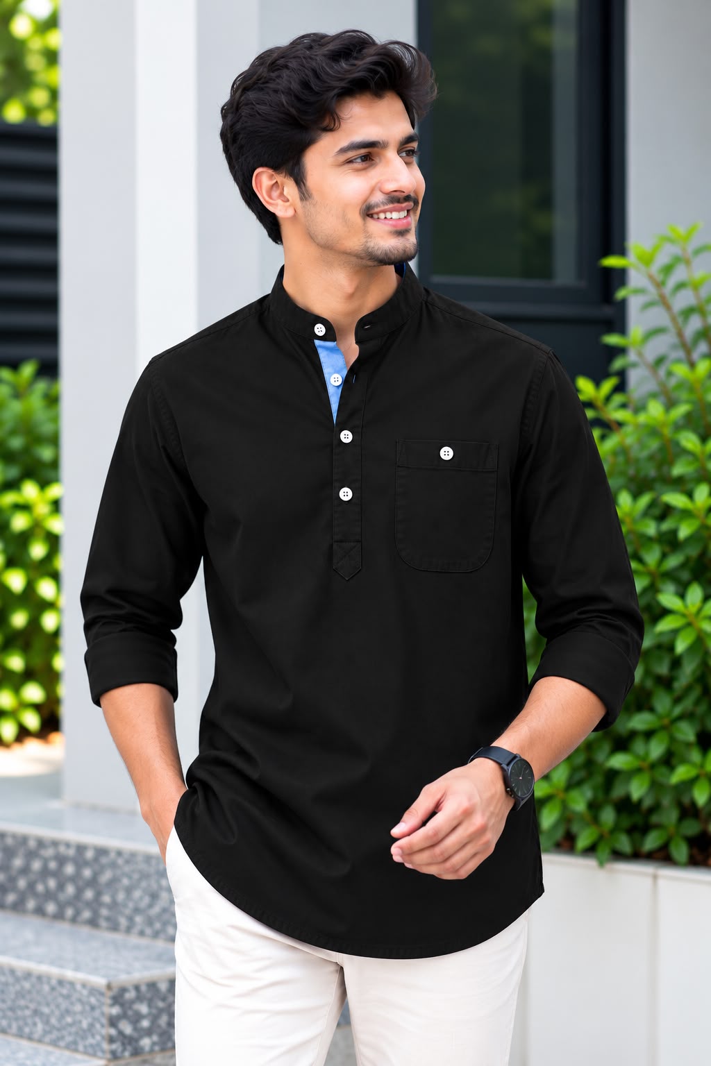 WhatsApp Image 2026-09-08 at 11.21.05 PM (2) প্রিমিয়াম ও স্টাইলিশ Oxford Cotton সূতি কাপড় কাতুয়া Black - Image 1