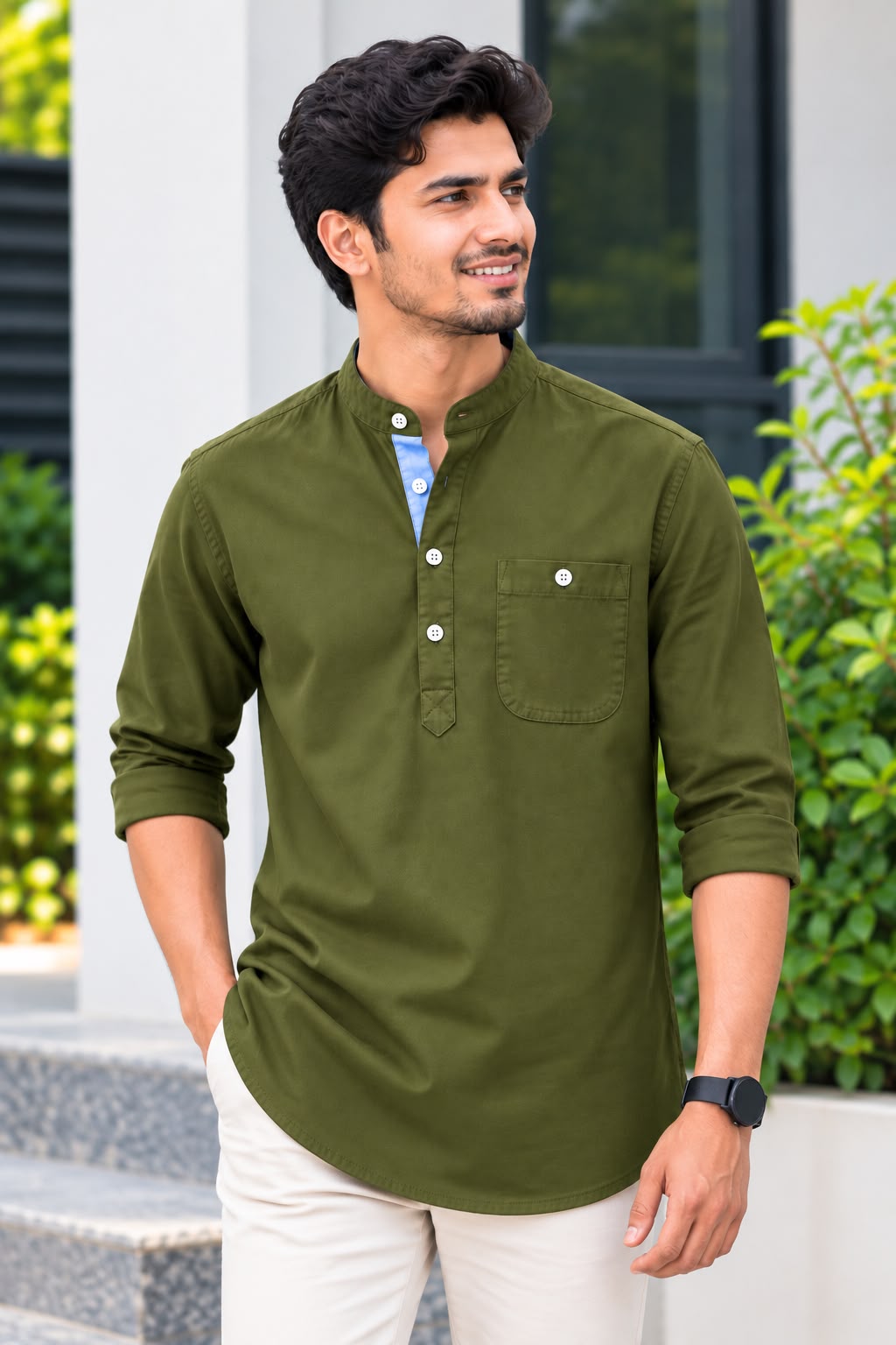 WhatsApp Image 2026-09-08 at 11.21.06 PM (3) প্রিমিয়াম ও স্টাইলিশ Oxford Cotton সূতি কাপড় কাতুয়া Olive - Image 1