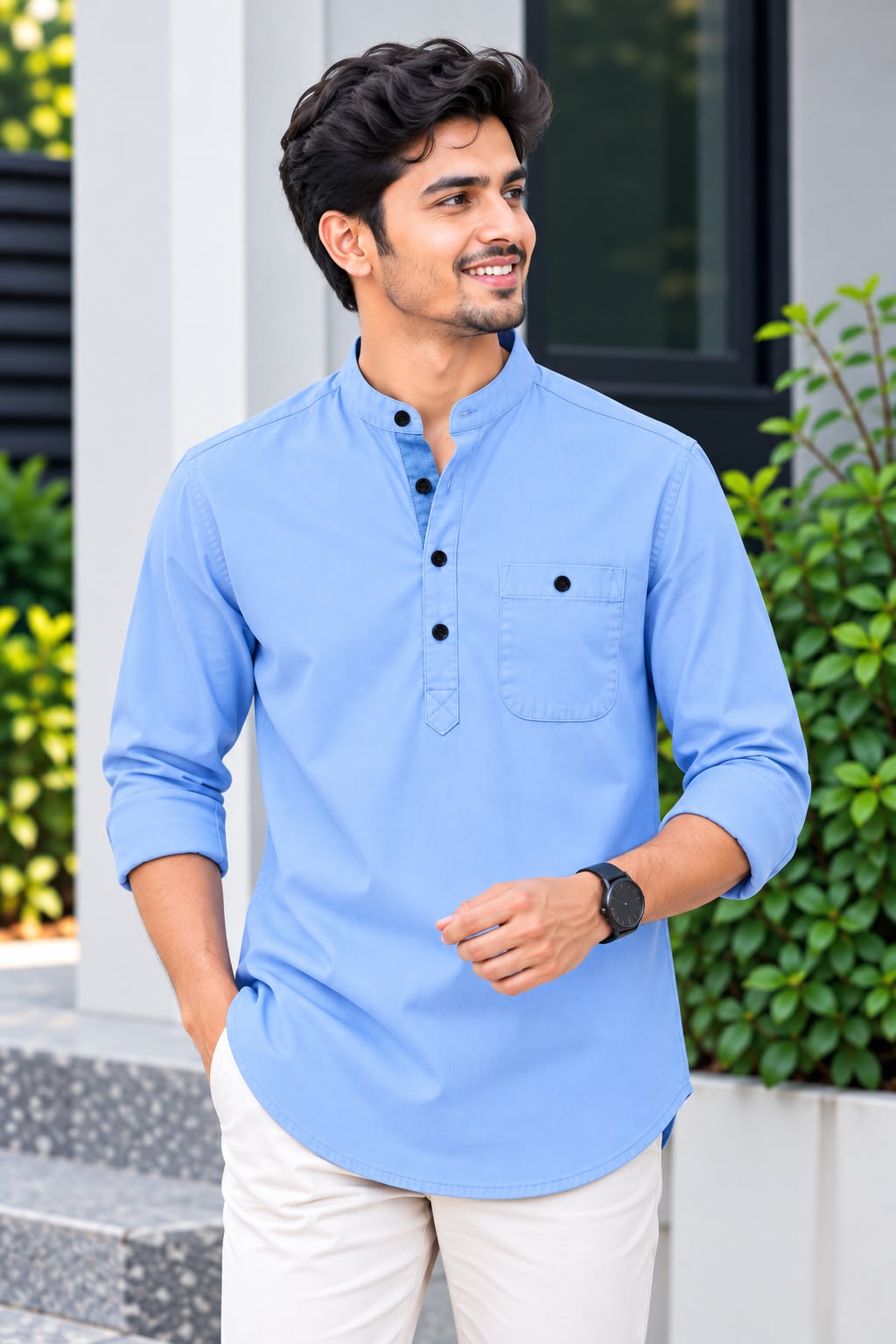 WhatsApp Image 2026-09-08 at 11.21.07 PM (1) প্রিমিয়াম ও স্টাইলিশ Oxford Cotton সূতি কাপড় কাতুয়া Sky Blue - Image 1
