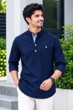 প্রিমিয়াম ও স্টাইলিশ Oxford Cotton সূতি কাপড় কাতুয়া  Navy Blue