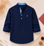 প্রিমিয়াম ও স্টাইলিশ Oxford Cotton সূতি কাপড় কাতুয়া  Navy Blue - Image 2