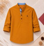 প্রিমিয়াম ও স্টাইলিশ Oxford Cotton সূতি কাপড় কাতুয়া  Mustard Yellow - Image 2