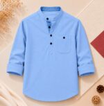 প্রিমিয়াম ও স্টাইলিশ Oxford Cotton সূতি কাপড় কাতুয়া Sky Blue - Image 2