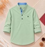 প্রিমিয়াম ও স্টাইলিশ Oxford Cotton সূতি কাপড় কাতুয়া Light Green - Image 2