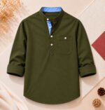 প্রিমিয়াম ও স্টাইলিশ Oxford Cotton সূতি কাপড় কাতুয়া  Olive - Image 2