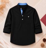 প্রিমিয়াম ও স্টাইলিশ Oxford Cotton সূতি কাপড় কাতুয়া  Black - Image 2